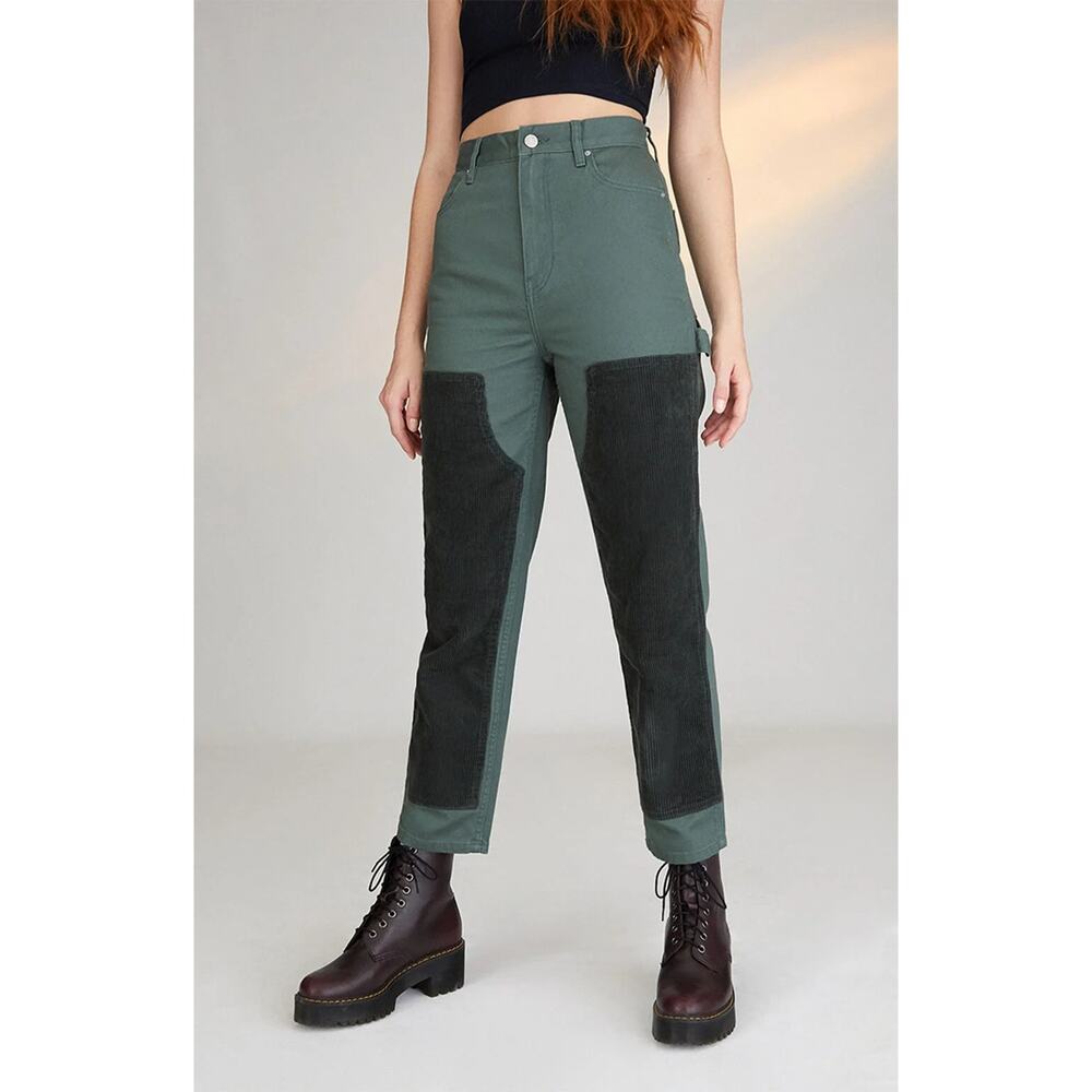 Pacsun High Rise Carpenter Pants Size 22 Olive Green Workwear Corduroy Grunge